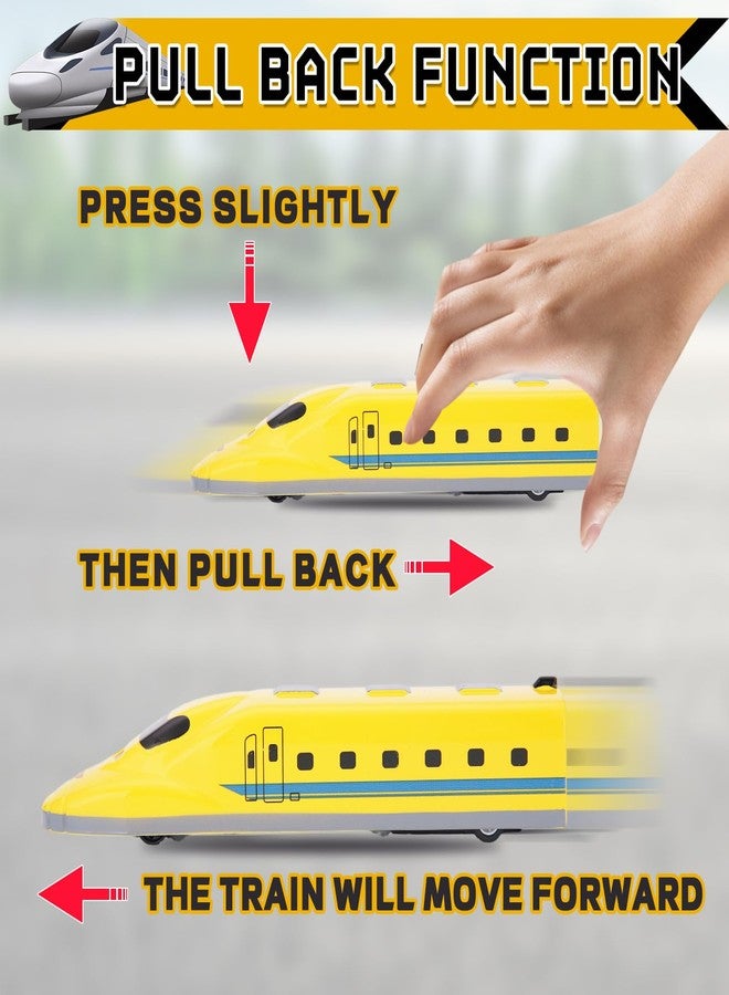 Crelloci Bullet Train Pull Back Toy High Speed City Train Modern Locomotives for Kids Toddle Boys - Bundle of 12 - Image 2